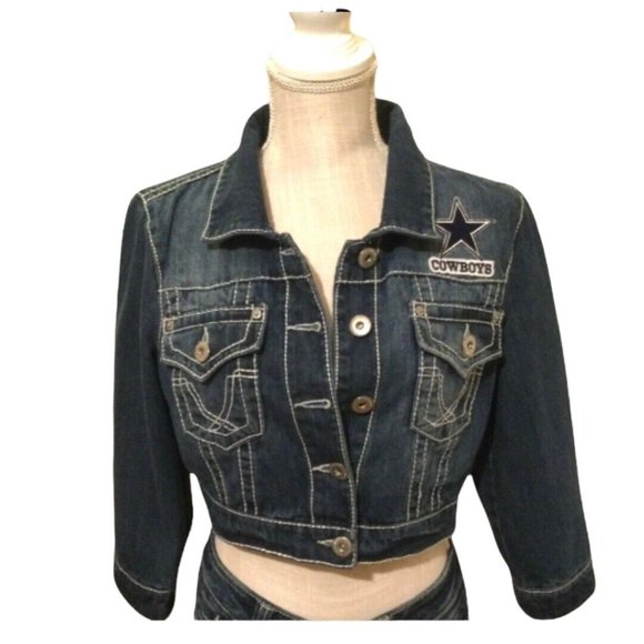 One of a Kind Handmade Dallas Cowboys Women's Denim Jacket Size M - Picture 3 of 3